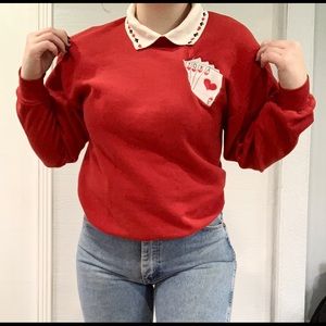 Playing cards collard crew neck